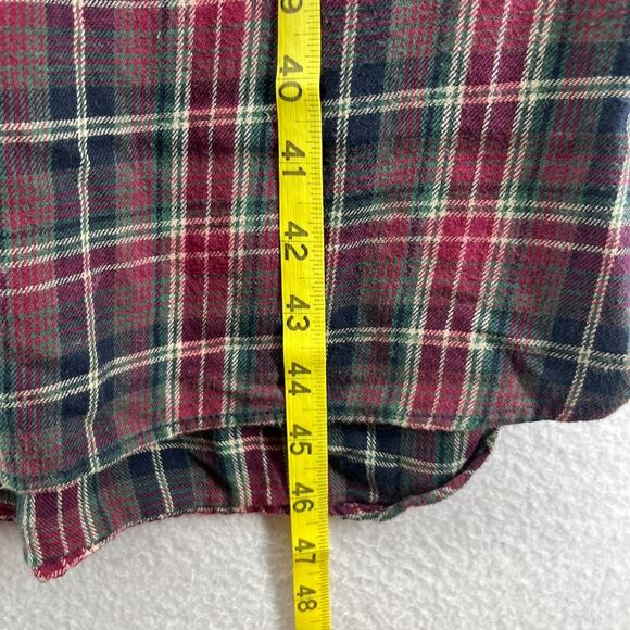 GOODNIGHT Nightshirt Mens L-XL Flannel Plaid Long Sleeve Pajama PJ Cotton Red - Picture 13 of 14